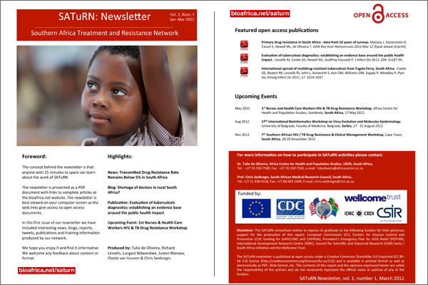saturn newsletter, southern african treatment resistance network newsletter information on hiv and tb drug resistance